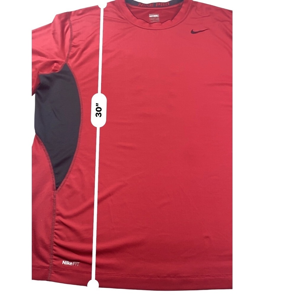 Nike Pro Mens XXL Red Black Long Sleeve Compression Shirt Nike FIT 356864-648 - Picture 9 of 11